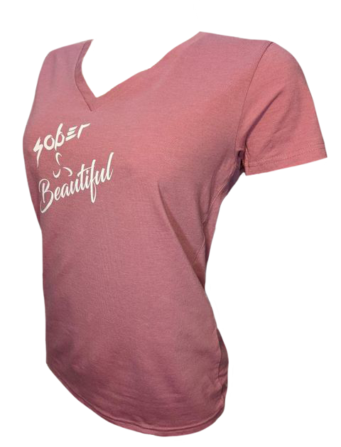 Women's V-Neck T-Shirt - Sober/Beautiful VALOR FITNESS CLOTHING