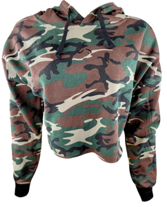 Long Sleeve Crop Top Hoodie - Camo VALOR FITNESS CLOTHING