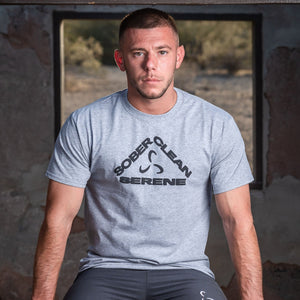 Men's T-Shirt - Sober Clean Serene VALOR FITNESS CLOTHING